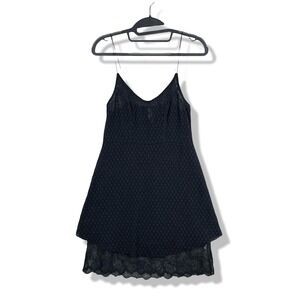 Free People Intimately Slip Dress Womens S/P Black Lace Trim Boho Coquette